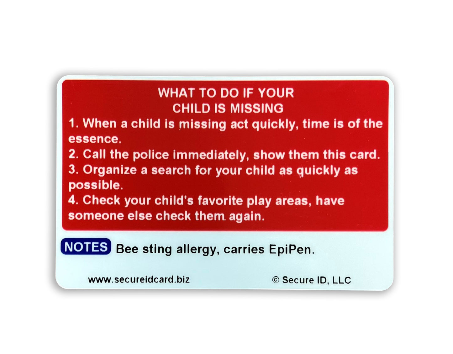 Customized Child Safety ID Card