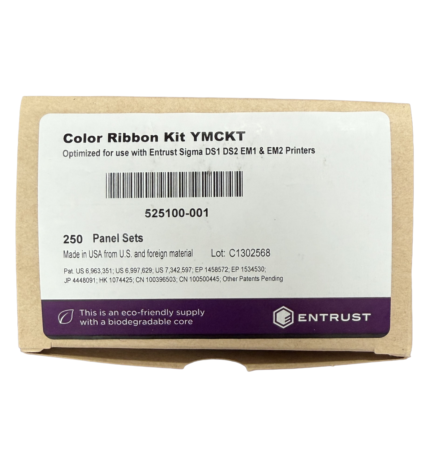 Entrust YMCKT Ribbon 250 Panel Set 525100-001
