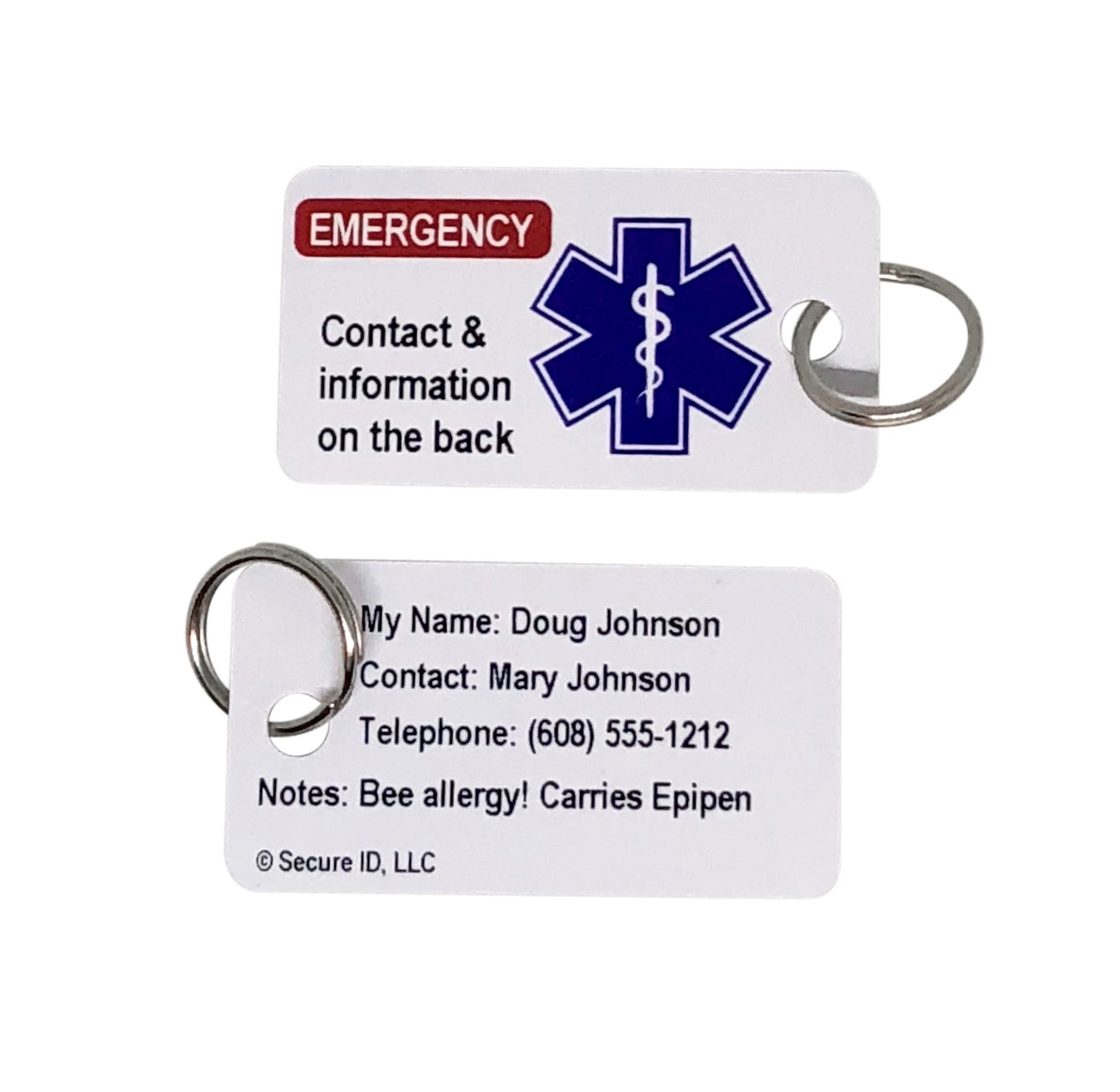 Customized ICE Key Tag 3 Pack
