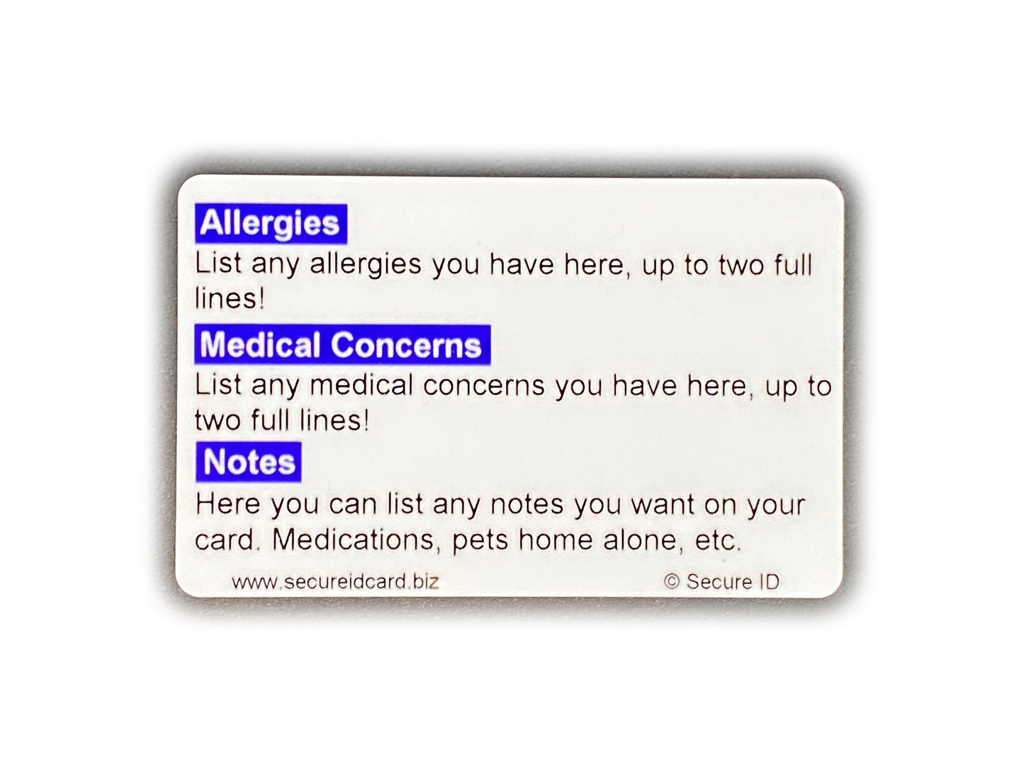 Horizontal and Vertical ICE Card