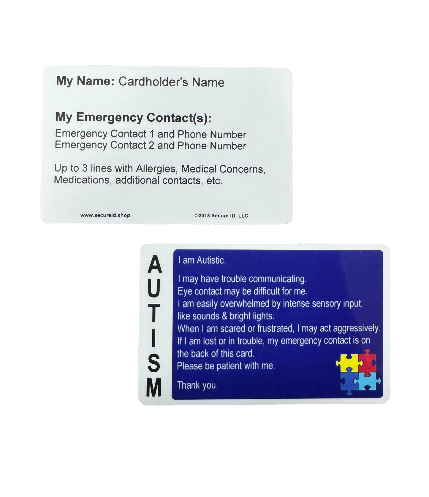 Customized Autism Awareness Wallet Card