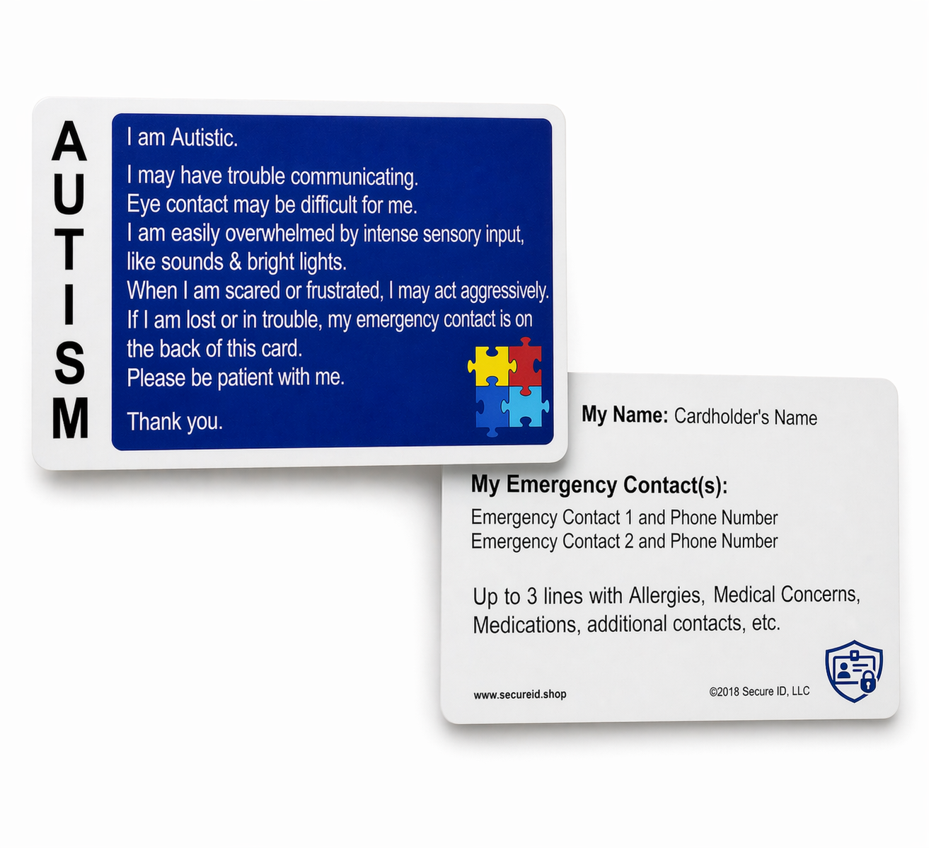 Customized Autism Awareness Wallet Card