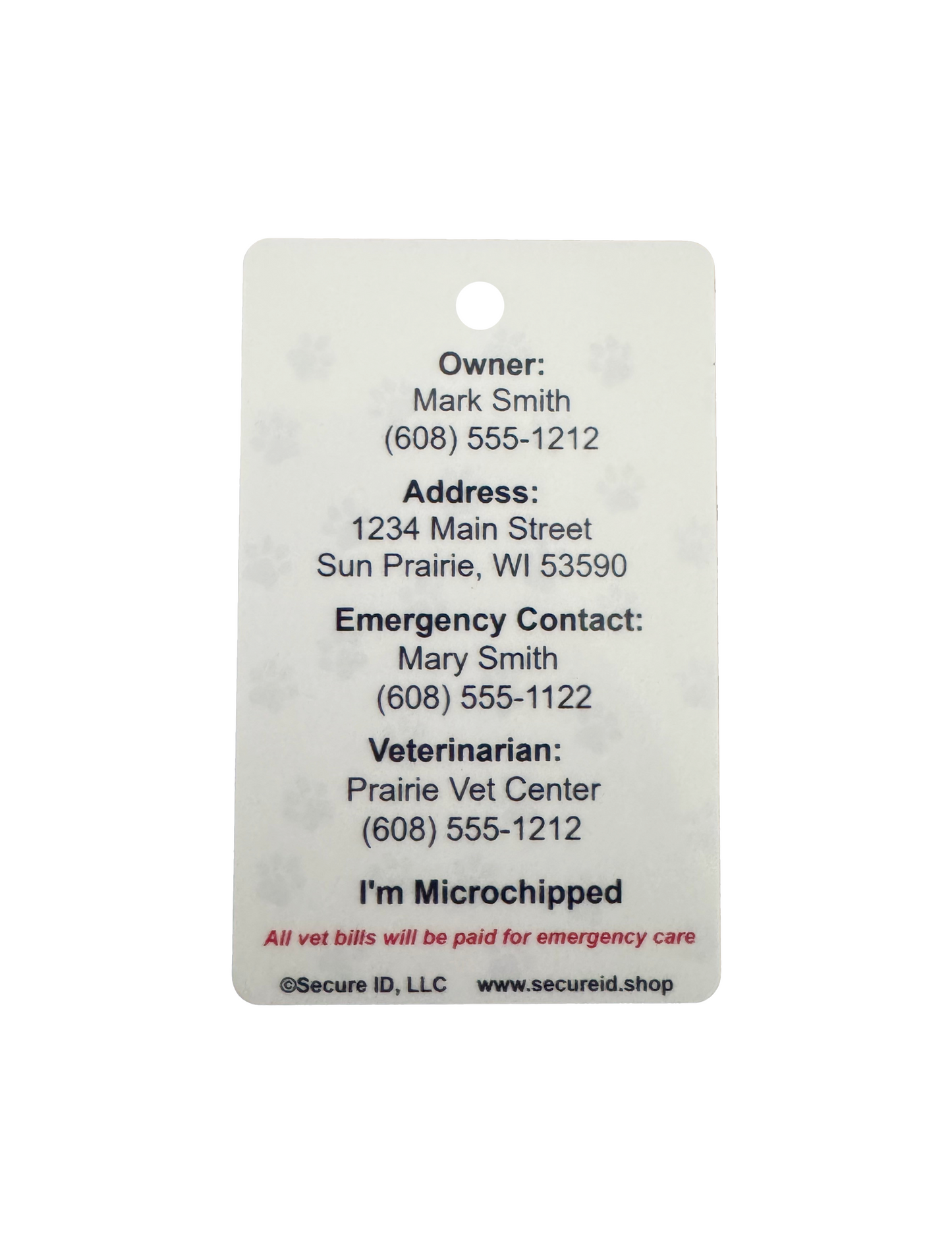 Pet Crate ID Card Kennel Tag Customized
