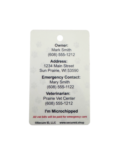 Pet Crate ID Card Kennel Tag Customized