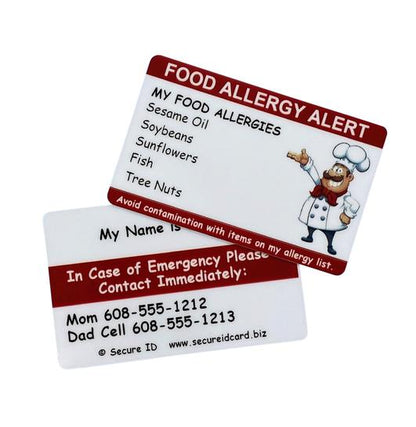 Customized Food Allergy Card