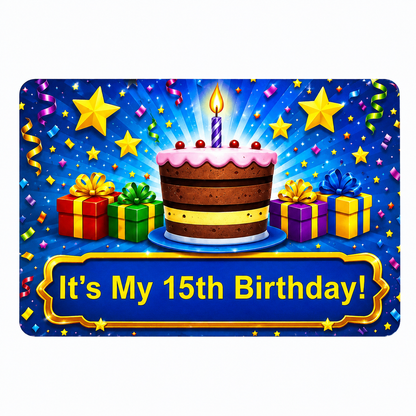 Personalized Birthday Badge Card – Magnetic Wearable Birthday Card, PVC Party Name Tag, Birthday Button Alternative