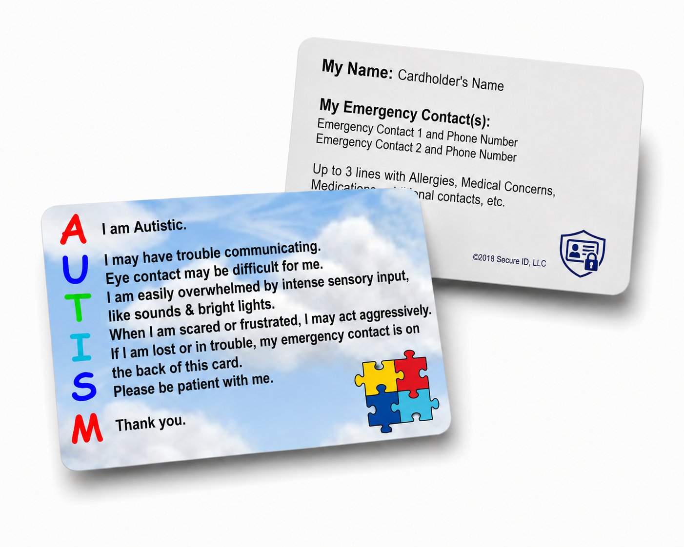 Customized Autism Awareness Wallet Card Cloud Background