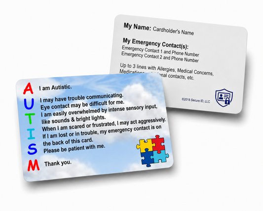 Customized Autism Awareness Wallet Card Cloud Background