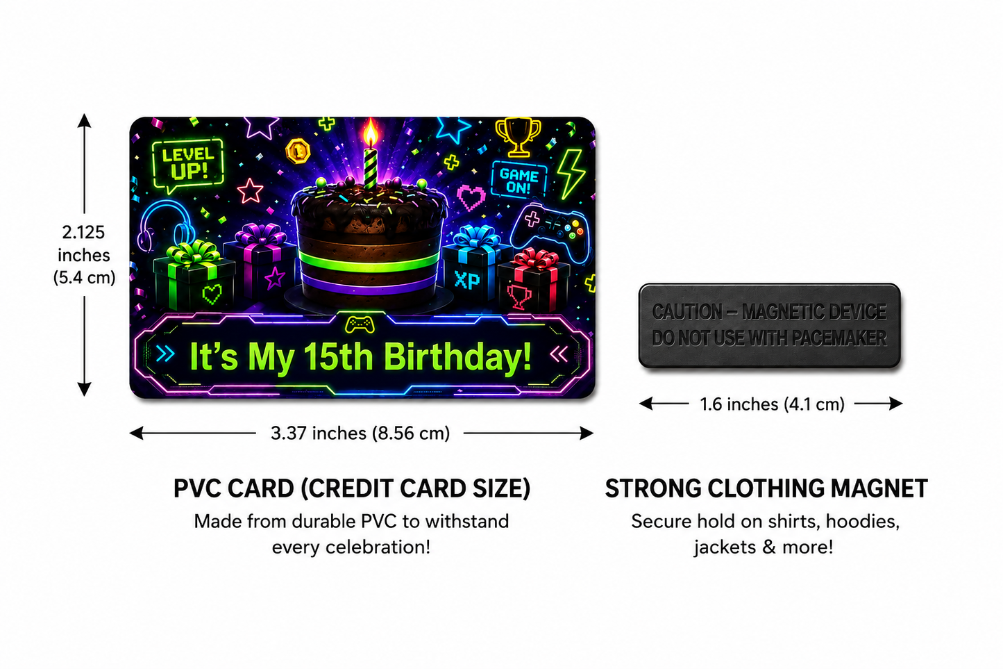Personalized Birthday Badge Card – Magnetic Wearable Birthday Card, PVC Party Name Tag, Birthday Button Alternative