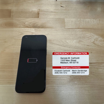 Customized Emergency Contact Wallet Card