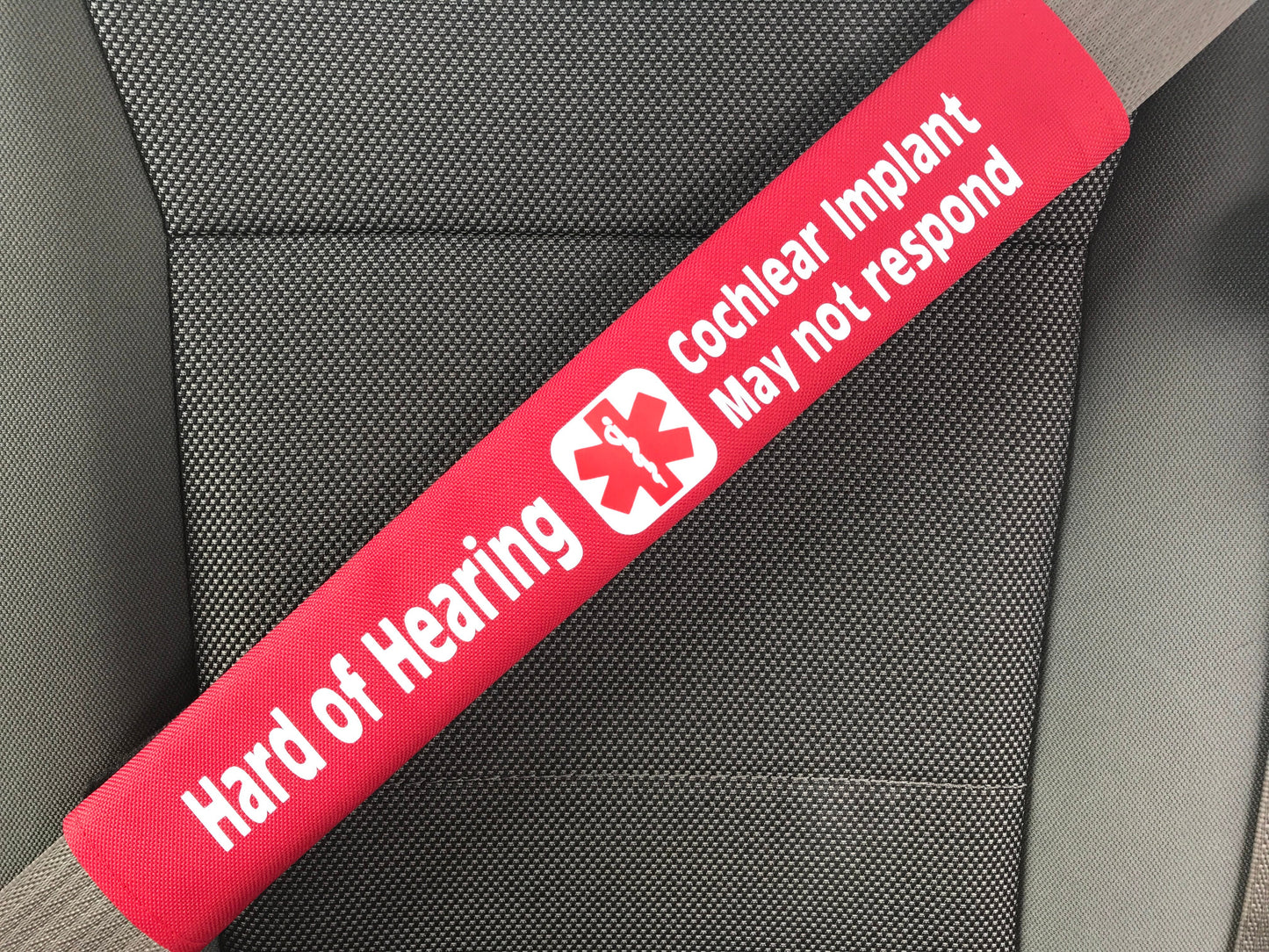Hard of Hearing Cochlear Implant Medical Alert Seat Belt Cover
