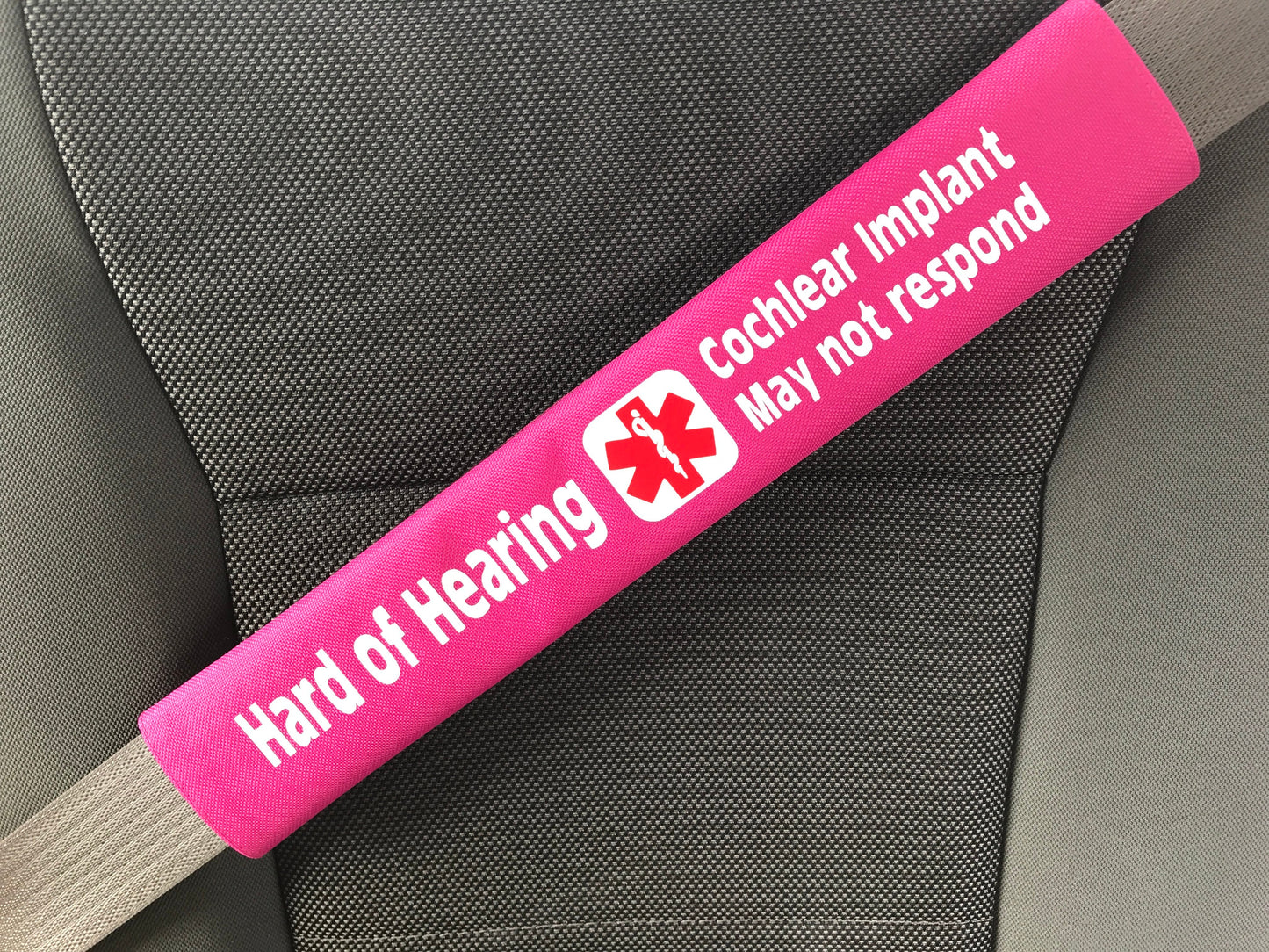 Hard of Hearing Cochlear Implant Medical Alert Seat Belt Cover