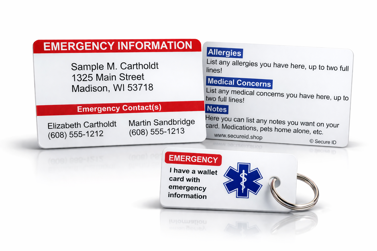 In Case of Emergency (ICE) Medical Alert Customized Wallet Card – Secure ID