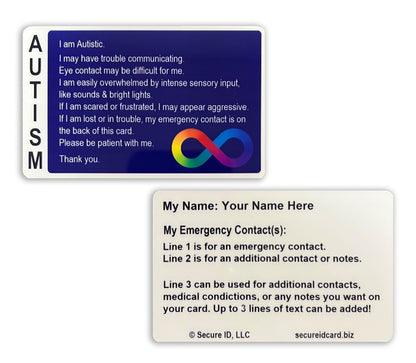 Customized Autism Awareness Wallet Card