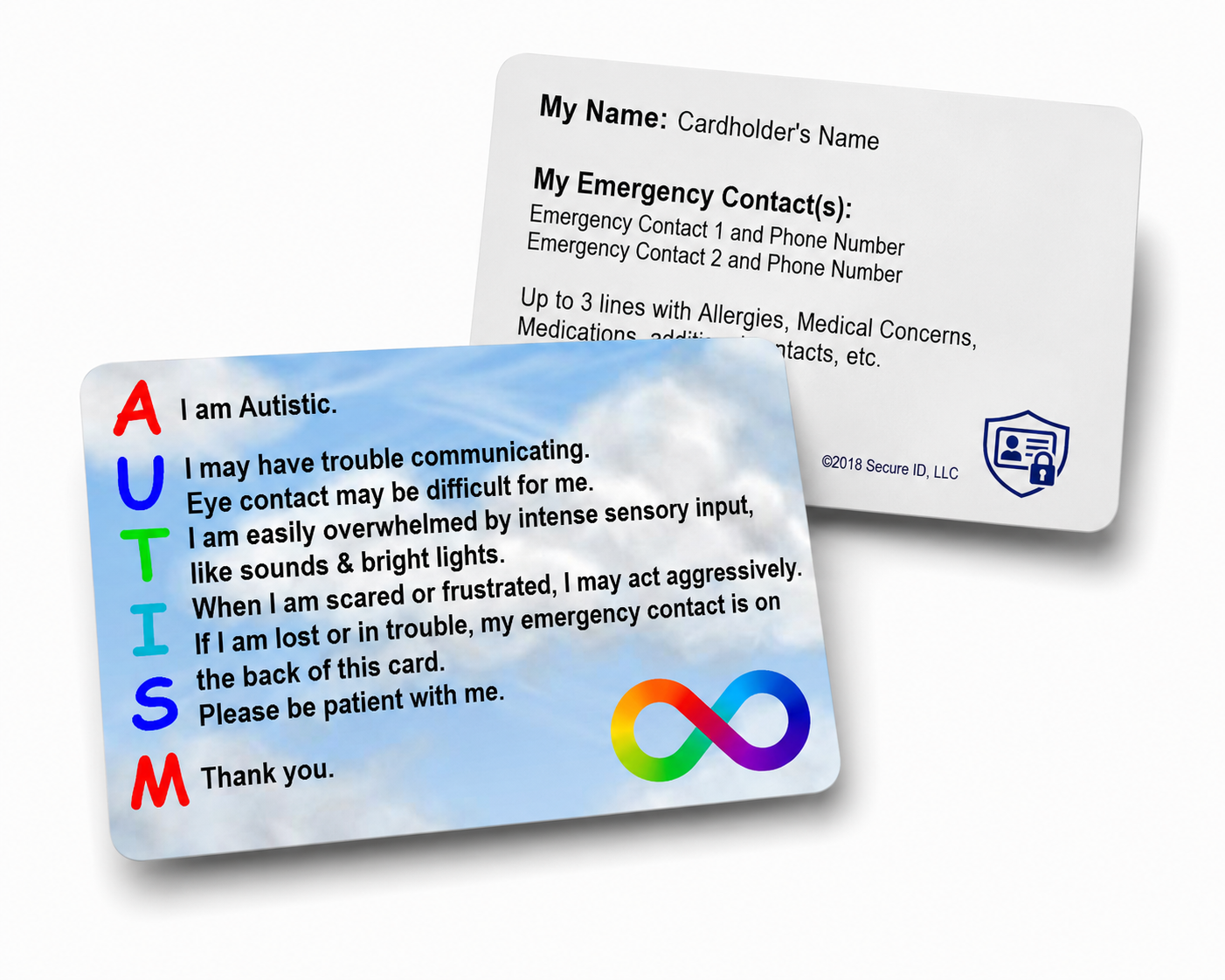 Customized Autism Awareness Wallet Card Cloud Background