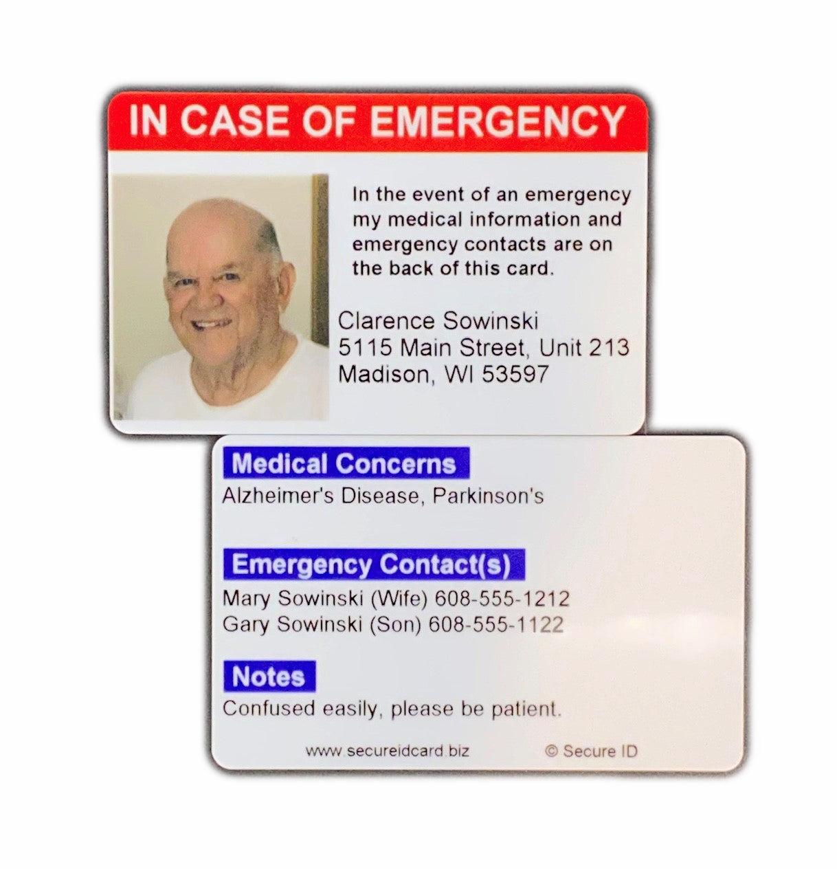 Dementia Photo ICE Card with Key Tag