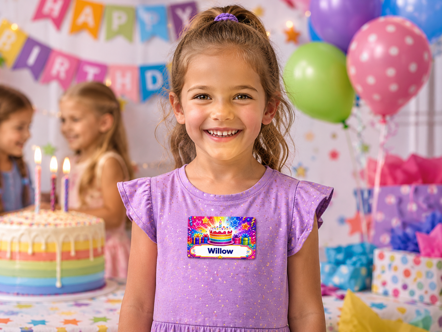 Personalized Birthday Badge Card – Magnetic Wearable Birthday Card, PVC Party Name Tag, Birthday Button Alternative