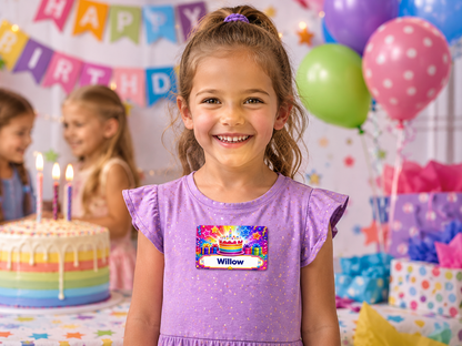 Personalized Birthday Badge Card – Magnetic Wearable Birthday Card, PVC Party Name Tag, Birthday Button Alternative