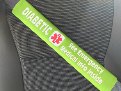 Diabetic Medical Alert Seat Belt Cover