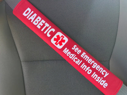 Diabetic Medical Alert Seat Belt Cover