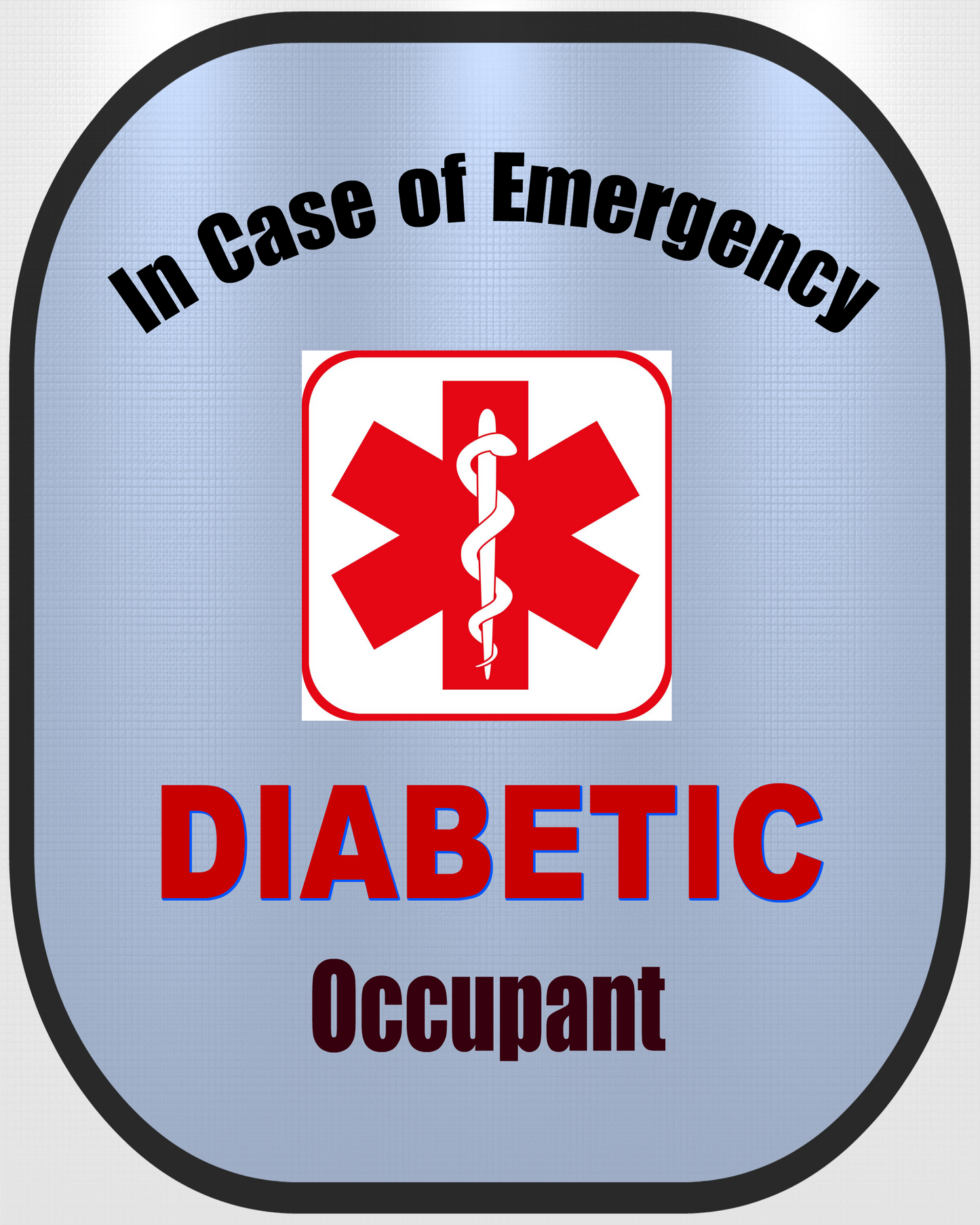 Diabetic Medical Alert Pocket Seat Belt Cover - Window Decal Set