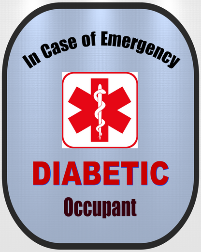 Diabetic Medical Alert Pocket Seat Belt Cover - Window Decal Set