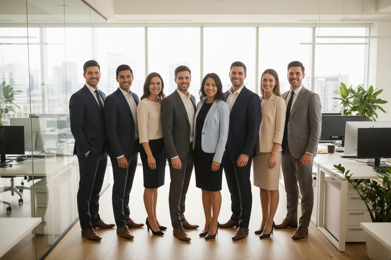 Team of professionals smiling at the camera